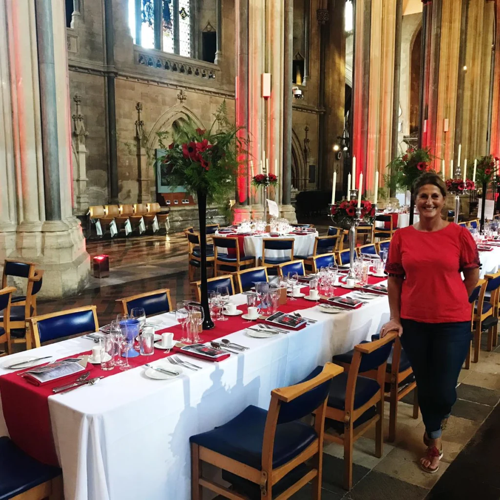Church Poppy table displays with Thea