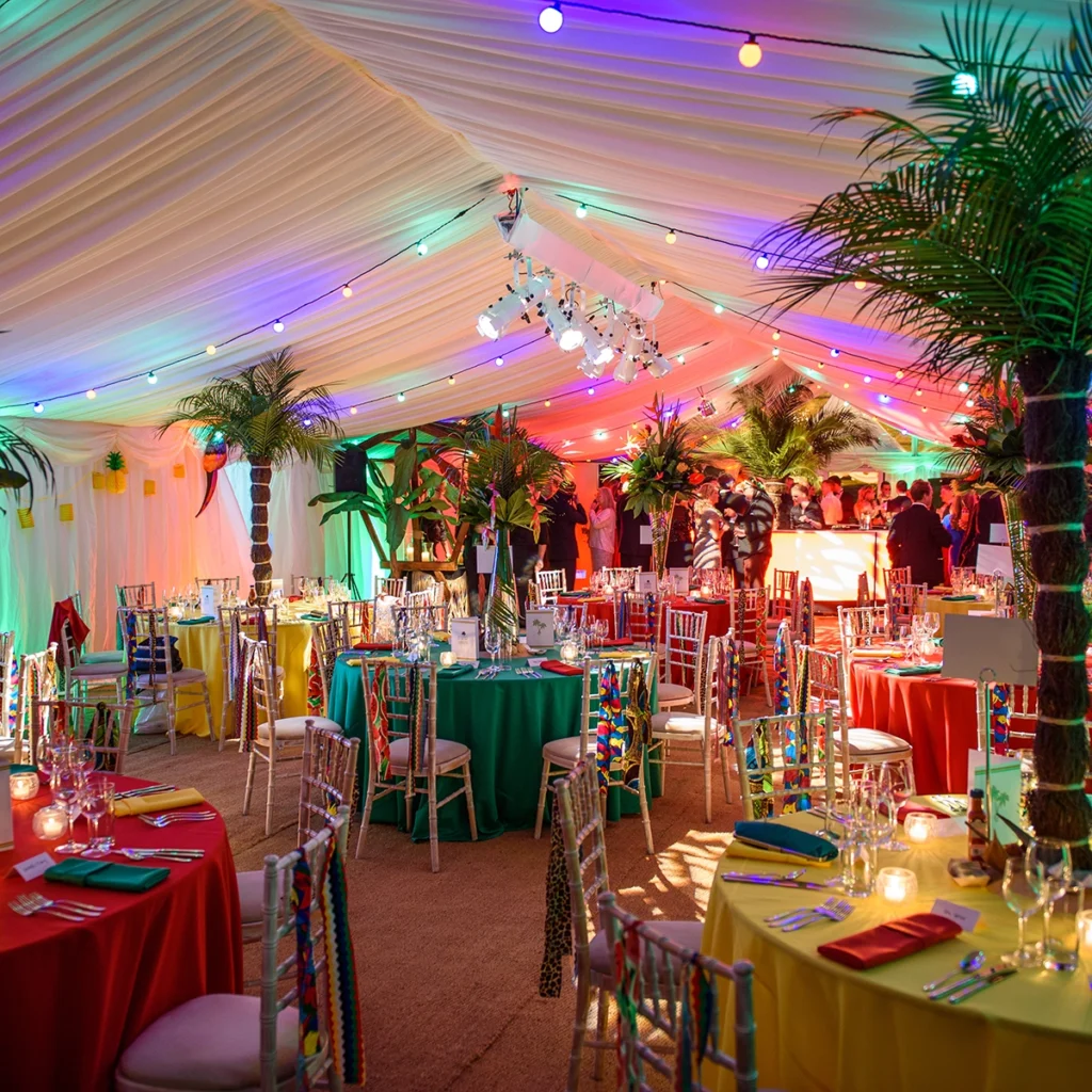 Colourful theme palm tree birthday tent